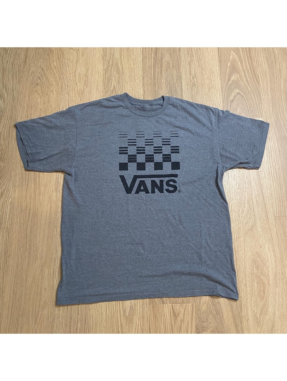 Vans Men's Gray Graphic Logo T-Shirt Cotton Blend Casual Tee Size Large